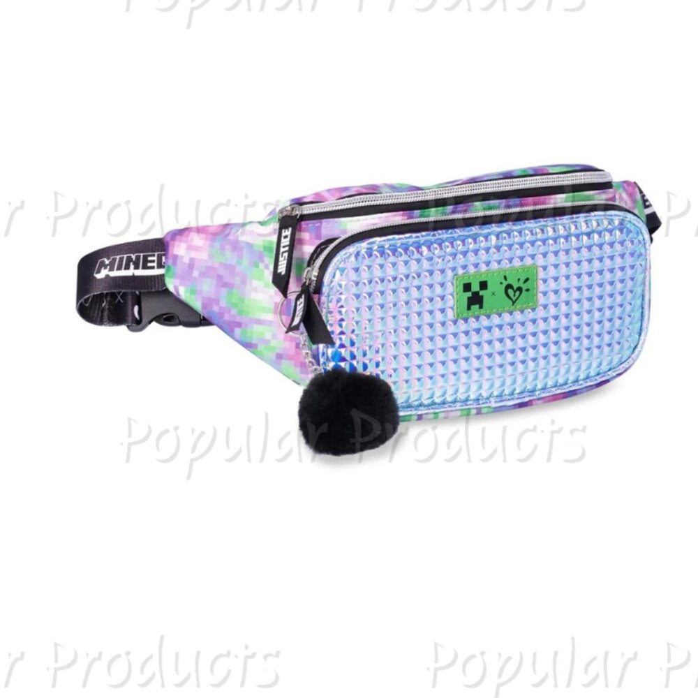 Justice | Minecraft Iridescent Pyramid Pixel Printed Sling Bag - Picture 2 of 4